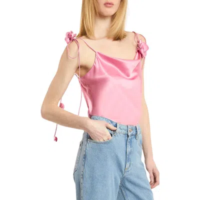 Cinq À Sept Marta Trailing Flower Silk Camisole In Pink