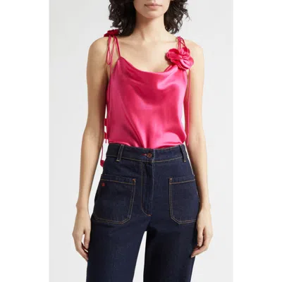 Cinq À Sept Marta Trailing Flower Silk Camisole In Purple