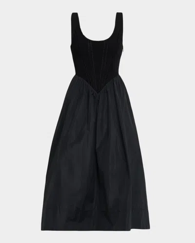 CINQ À SEPT MARTAY CROCHET CORSET MIDI DRESS