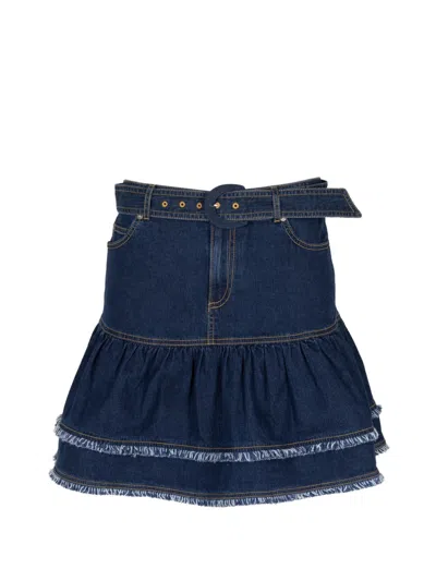 Cinq À Sept Cinq A Sept Bicolor Fringe Martina Skirt In Blue