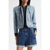 Cinq À Sept Matilda Emery Tweed Hooded Jacket In Blue