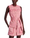 Cinq À Sept Reenee Belted Tweed Vest In Sugar Coral