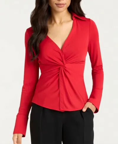Cinq À Sept Matte Jersey Mckenna Top In Candy Apple