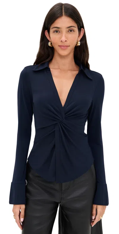 Cinq À Sept Matte Jersey Mckenna Top Navy In Blue