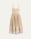 Cinq À Sept Maude Embroidered A-line Dress In Brown