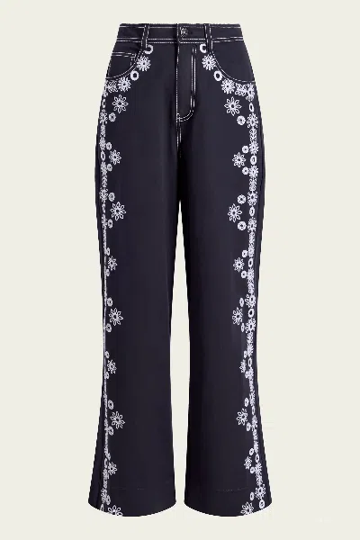 CINQ À SEPT MAZIE EYELET BETSY PANT IN NAVY WHITE