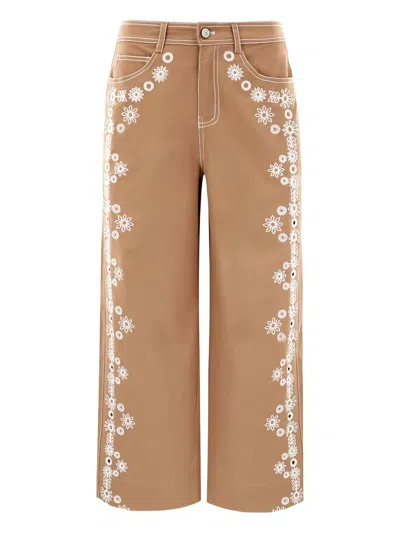 Cinq À Sept Mazie Eyelet Betsy Trousers In Brown