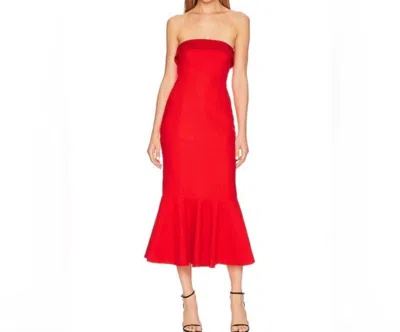 Cinq À Sept Mazzy Strapless Trumpet Midi Dress In Red