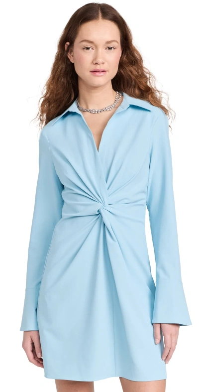 Cinq À Sept Mckenna Front Twist Long Sleeve Mini Shirtdress In Blue