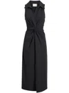 Cinq À Sept Mckenna Sleeveless Twist-front Midi Dress In Black