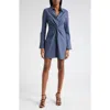Cinq À Sept Mckenna Front Twist Long Sleeve Mini Shirtdress In Blue