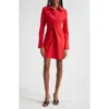 Cinq À Sept Mckenna Front Twist Long Sleeve Mini Shirtdress In Red Sangria