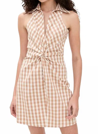 Cinq À Sept Mckenna Gingham Denim Dress In Sahara In Brown