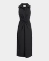 Cinq À Sept Mckenna Sleeveless Twist-front Midi Dress In Black