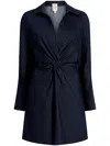 Cinq À Sept Mckenna Twist Front Long Sleeve Denim Minidress In Blue