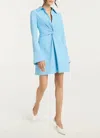 Cinq À Sept Mckenna Front Twist Long Sleeve Mini Shirtdress In Blue
