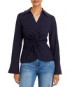 Cinq À Sept Mckenna Twist-front Blouse In Navy
