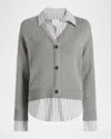 Cinq À Sept Megan Combo Pullover In Gray