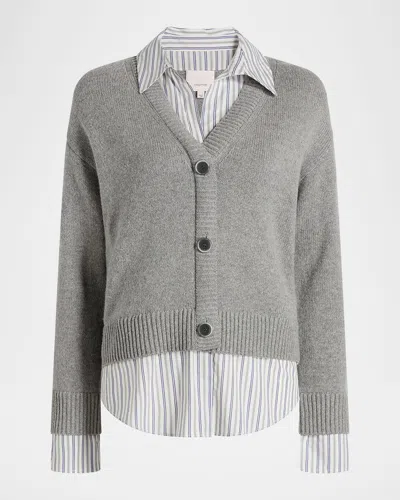 Cinq À Sept Megan Combo Pullover In Gray