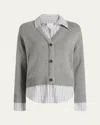 Cinq À Sept Cinq A Sept Megan Layered Look Cardigan In Gray