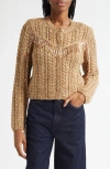 Cinq À Sept Lisabeth Bugle-fringed Sweater In Brown