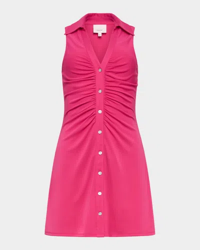 Cinq À Sept Melinda Gathered Button-front Mini Dress In Pink