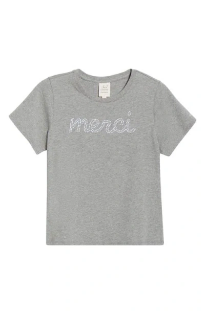 Cinq À Sept Merci Embellished Cotton Graphic T-shirt In Gray