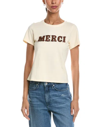 Cinq À Sept Merci Leather Applique Shrunken T-shirt In Pink