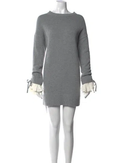 Pre-owned Cinq À Sept Merino Wool Mini Dress In Grey