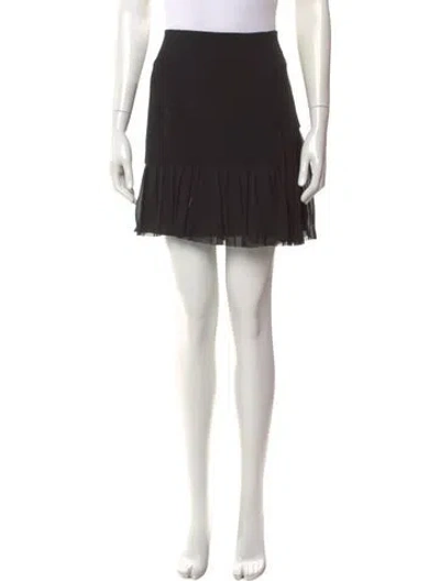 Pre-owned Cinq À Sept Mesh Accents Mini Skirt In Black