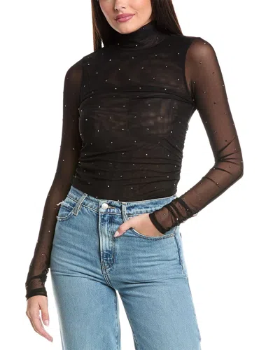 Cinq À Sept Mesh Turtleneck Top In Black