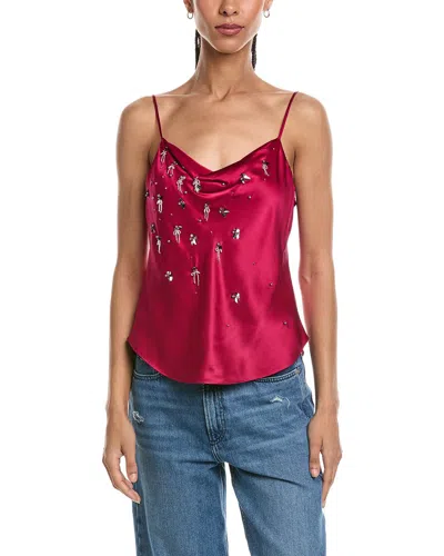 Cinq À Sept Metal Paisley Ditsy Marta Silk Cami In Burgundy