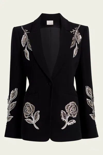 CINQ À SEPT METAL PAISLEY KARLIE BLAZER IN BLACK