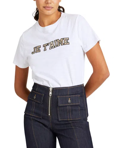 Cinq À Sept Metallic Leather Je Taime T-shirt In White