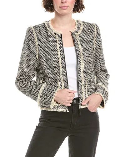 Cinq À Sept Metallic Tweed Darina Jacket In Gray