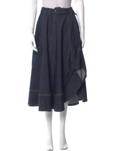 Pre-owned Cinq À Sept Midi Length Skirt In Blue