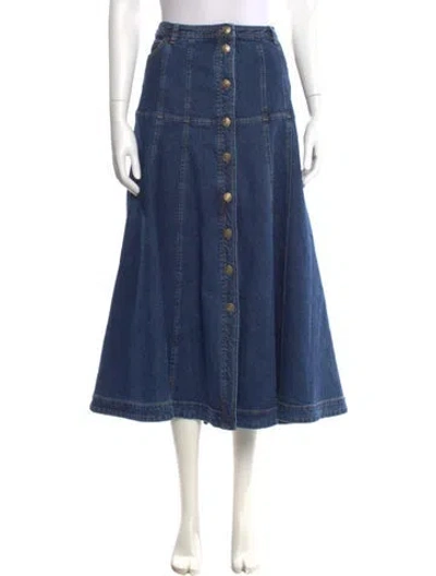 Pre-owned Cinq À Sept Midi Length Skirt In Blue