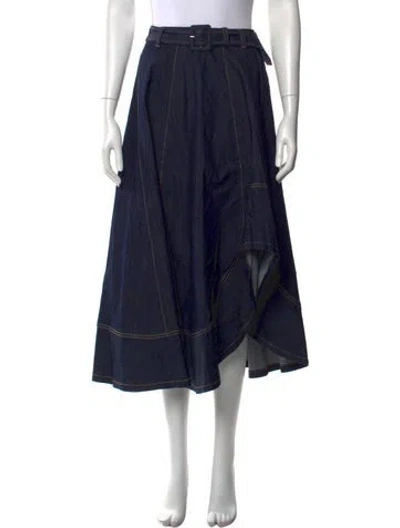 Pre-owned Cinq À Sept Midi Length Skirt In Blue