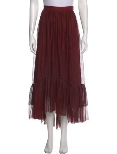 Pre-owned Cinq À Sept Midi Length Skirt In Burgundy