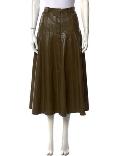 Pre-owned Cinq À Sept Midi Length Skirt In Green