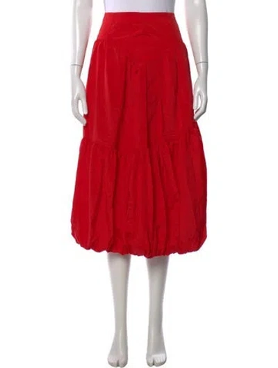 Pre-owned Cinq À Sept Midi Length Skirt In Red