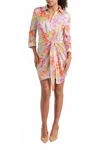 Cinq À Sept Midnight Tulips Mini Jacey Dress In Pale Lavender Multi In Pink