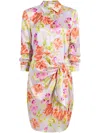 Cinq À Sept Midnight Tulips Mini Jacey Dress In Pale Lavender Multi In Purple