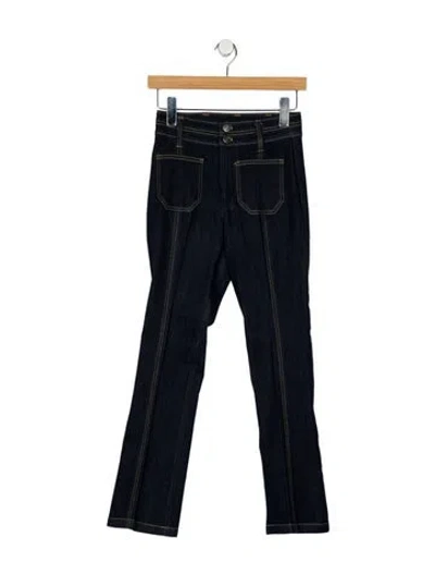 Pre-owned Cinq À Sept Mid-rise Straight Leg Jeans In Blue