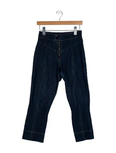 Pre-owned Cinq À Sept Mid-rise Straight Leg Jeans In Blue