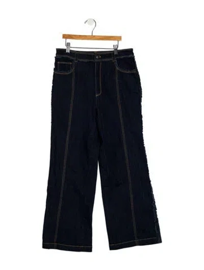 Pre-owned Cinq À Sept Mid-rise Straight Leg Jeans In Blue