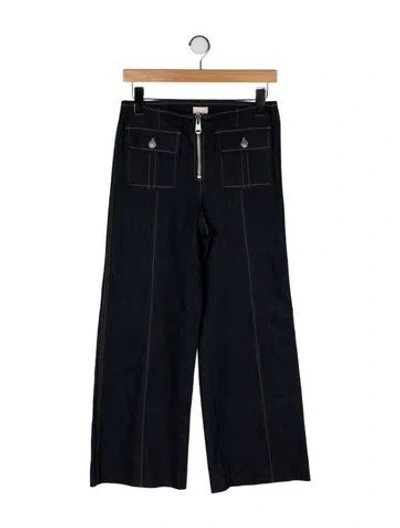 Pre-owned Cinq À Sept Mid-rise Wide Leg Jeans In Black