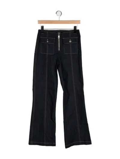 Pre-owned Cinq À Sept Mid-rise Wide Leg Jeans In Black