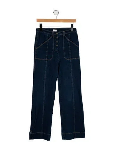 Pre-owned Cinq À Sept Mid-rise Wide Leg Jeans In Blue
