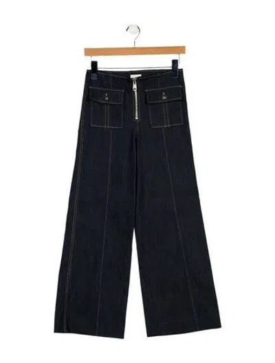 Pre-owned Cinq À Sept Mid-rise Wide Leg Jeans In Blue